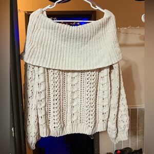 Umgee Off-the-Shoulder Cream Sweater